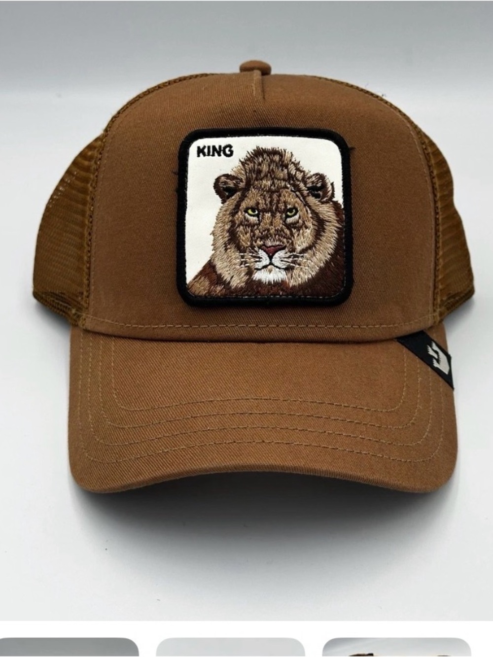 Goorin bros Brown 'King' is Lion Patch Trucker Hat